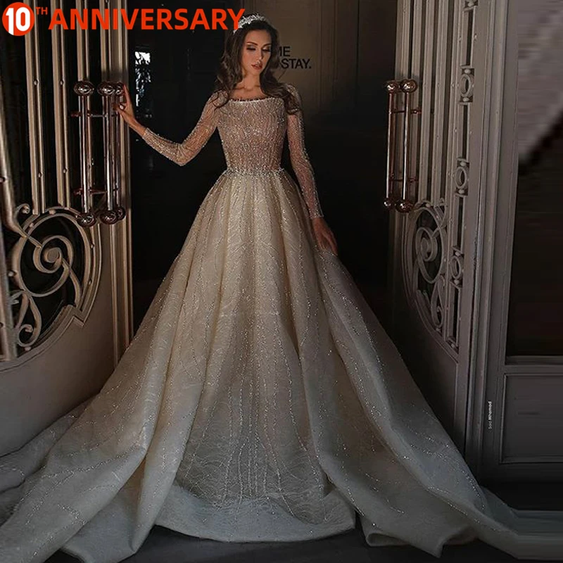 Italienische Prinzessin Abnehmbare Schwanz Hochzeit Kleid Champagne Pailletten Tuch Kurzarm Luxus Ollymurs Runde Oansatz Dhl Echten Schuss Wedding Dresses Aliexpress