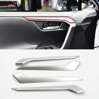 

4Pcs ABS Silver Appearance Car Inner Door Panel Armrest Cover Trim Door Handle Cover Trim for Toyota RAV4 2019 2020