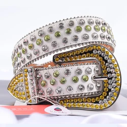 Diamond Belts For Jeans Western Cowboy Bling Removable Buckle Studded Rhinestones Belt Men Designer Belts For Women Cinturones