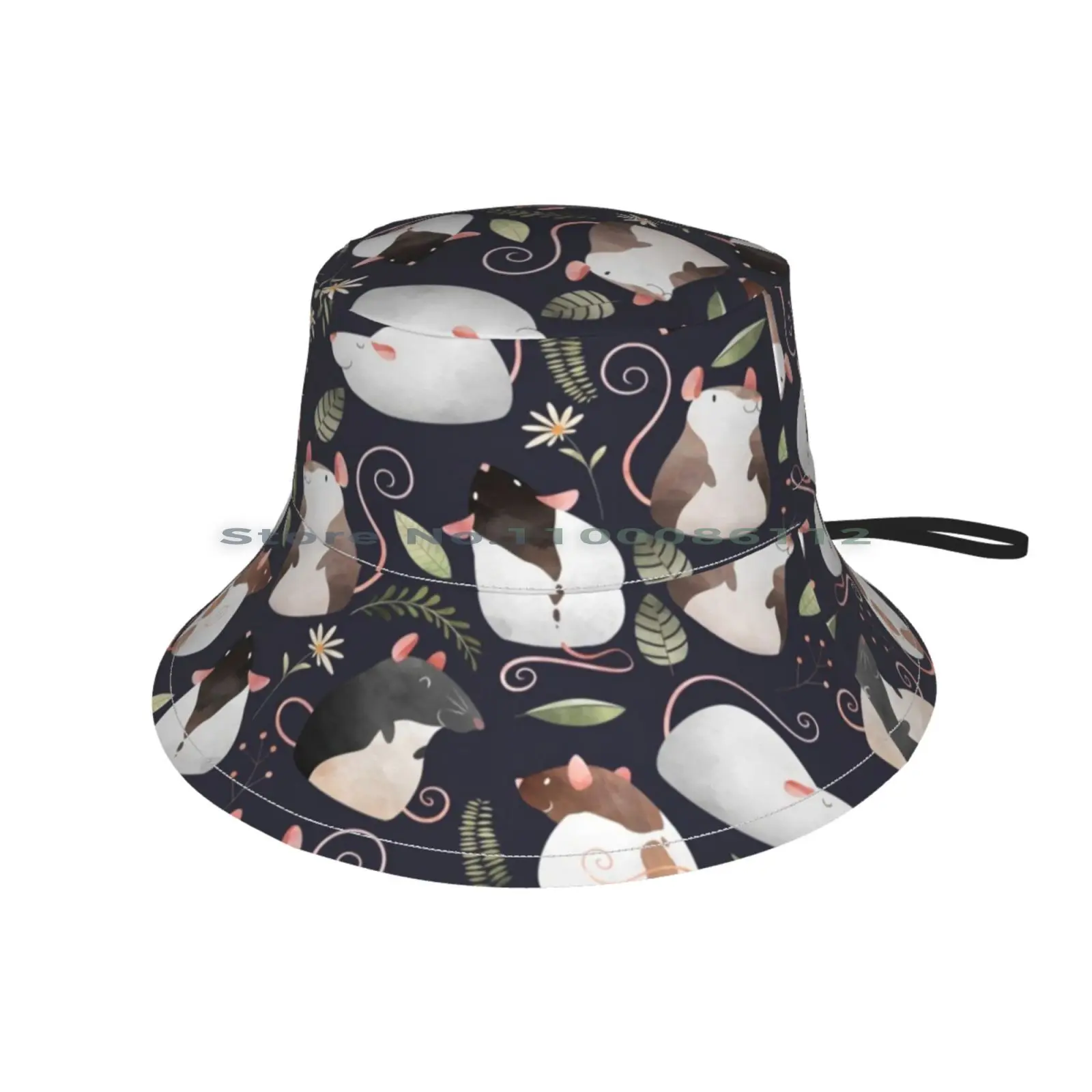 Rats Bucket Hat Sun Cap Rat Lover Pet Rat Cute Rat Rat Mom Rat Gift Rodent Fancy Rat Ratties Mouse Kawaii Blue Navy Nature