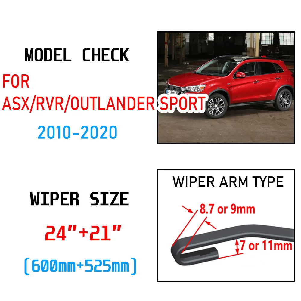 Autozubehör Frontwischerblattbürsten, für Mitsubishi ASX RVR 2011–2020, für  Auto UJ Hook 2012 2013 2014 2015 2016 2017 2018 2019 Scheibenwischer :  : Auto & Motorrad