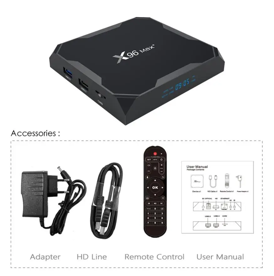 20 шт X96 MAX PLUS приставка Amlogic S905x3 медиаплеер Wifi ТВ приставка Max-Plus Android 9,0 8K H.265