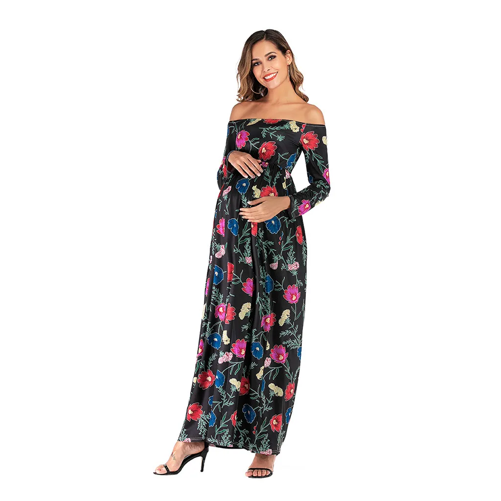 maternity dresses for photo shoot pregnancy dress vestidos pregnant maternity dress vestido Print A-line Long Sleeve S-2XL Z4