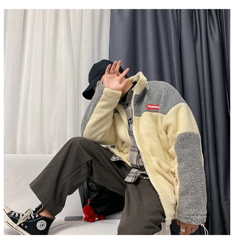 Winter Korean Version Of Europe And The New Thickening Lapel Loose Stitching Wool Liner Woolen Coat