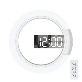 

Wall Clock LED Mirror Multifunctional Light Alarm Clock With Temperature Display Ring Shaped Home Decoration Clock