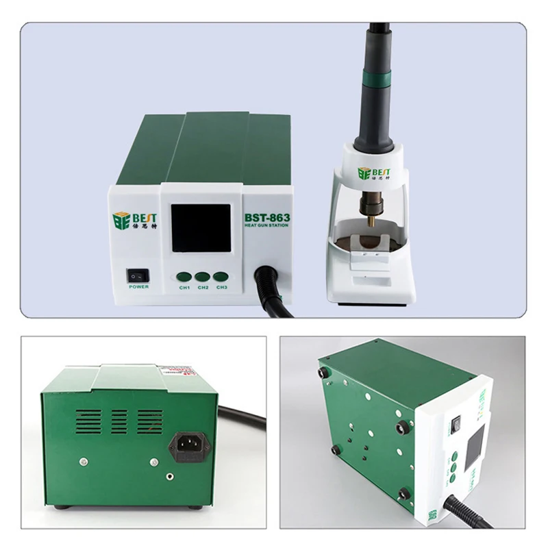 BST-863 1200 Вт большая мощность Тепловая пушка Lead-FreeSmart сенсорный экран контроль постоянной температуры ЖК-дисплей паяльная станция