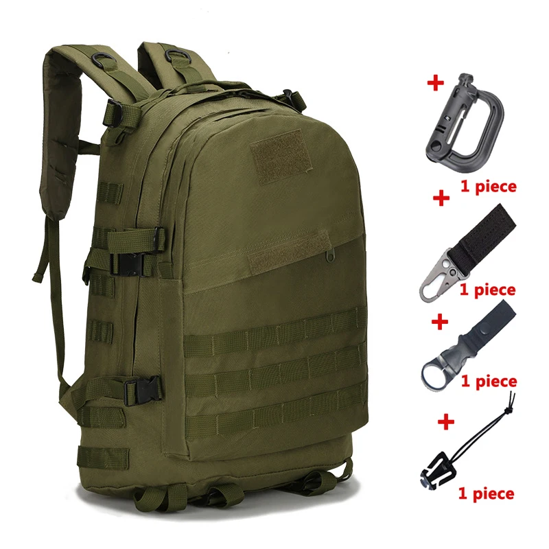 45L военный тактический рюкзак армейский Molle штурмовая сумка большой емкости для походов на открытом воздухе походная охотничья походная сумка Camo Mochila - Color: Army Green with hook