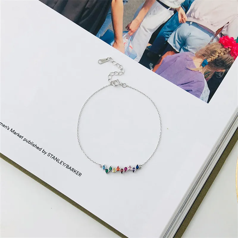 925 Sterling Silver Simple Creative Color Crystal Bracelet Women Fashion Trend Party Jewelry Accessories Valentine's Day Gift - Image 3