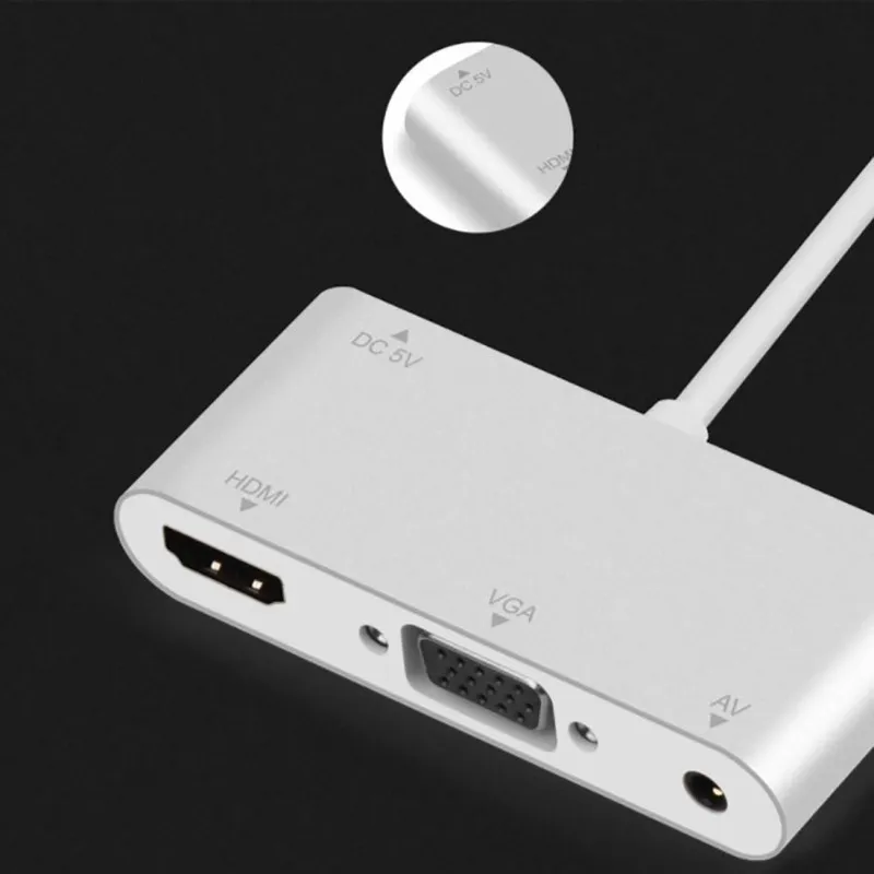 Универсальный конвертер для Lightning-HDMI vga-разъем аудио кабель-переходник для телевизора для iPhone X для iPhone 8 7 7 Plus 6 6S для iPad - Цвет: Silver