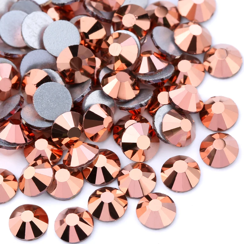 Gold Rose SS4-SS30 3D Nägel Kunst Tipps Glas Strass Flatback DIY Nagel Deco Perlen Nicht Hotfix Verwenden Kleber Hochzeit Deco – Detail 11