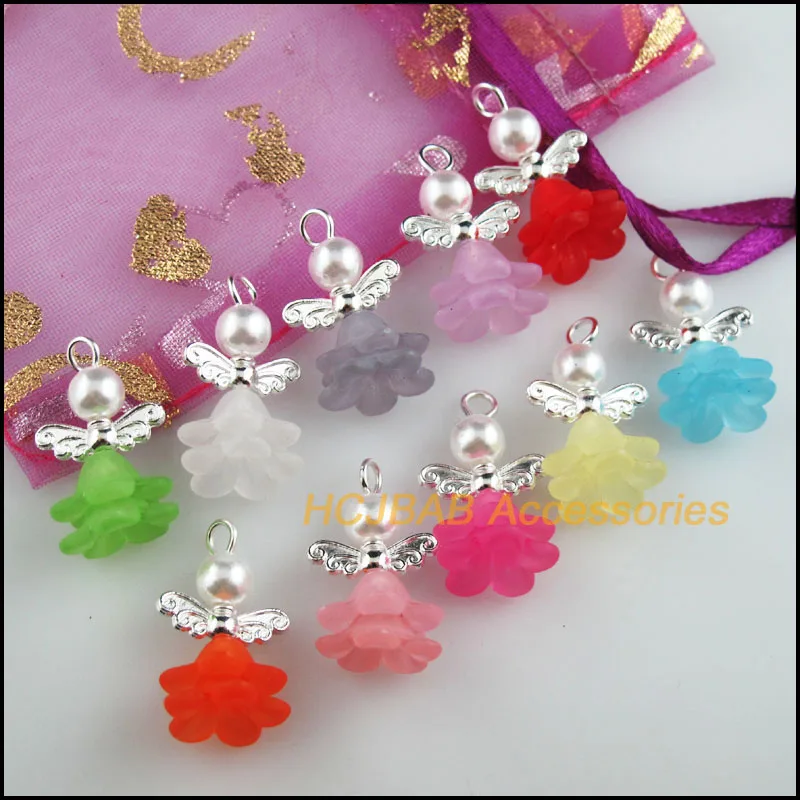 20 новых крошечных фотоэлементов, Акриловые Посеребренные кулоны крылья 14x22 мм