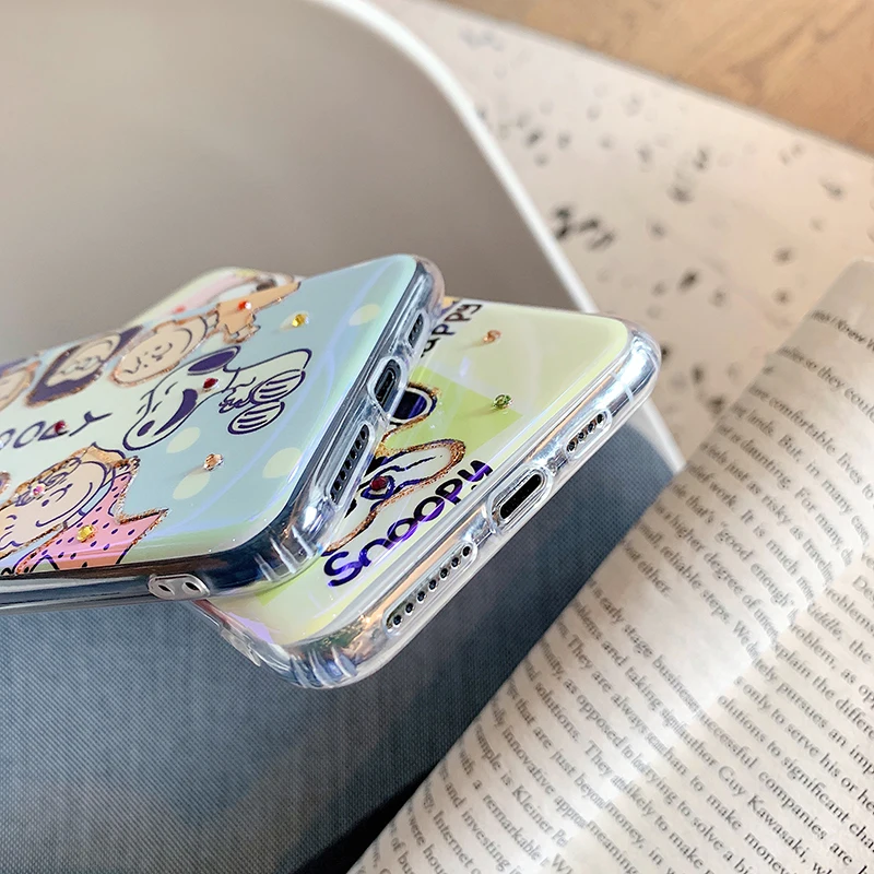 Синий светильник Блестящий Алмазный чехол для iphone 11Pro XS Max X XR мультфильм Чарли Люси Мягкая обложка для iphone 11 7 8 Plus для задней панели Чехол