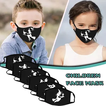 

1PC Children's Balck Mask Fashion Cotton Print Face Masks Washable Breathable Earloop Filter For Kids Boys Girls 1/3/5 PCS