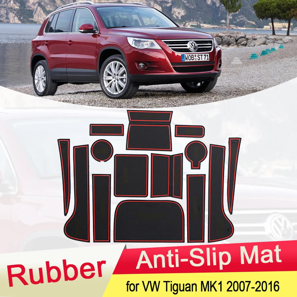 Резиновый противоскользящий коврик для Volkswagen Tiguan MK1 2007 ~ 2016 подставка под стакан с