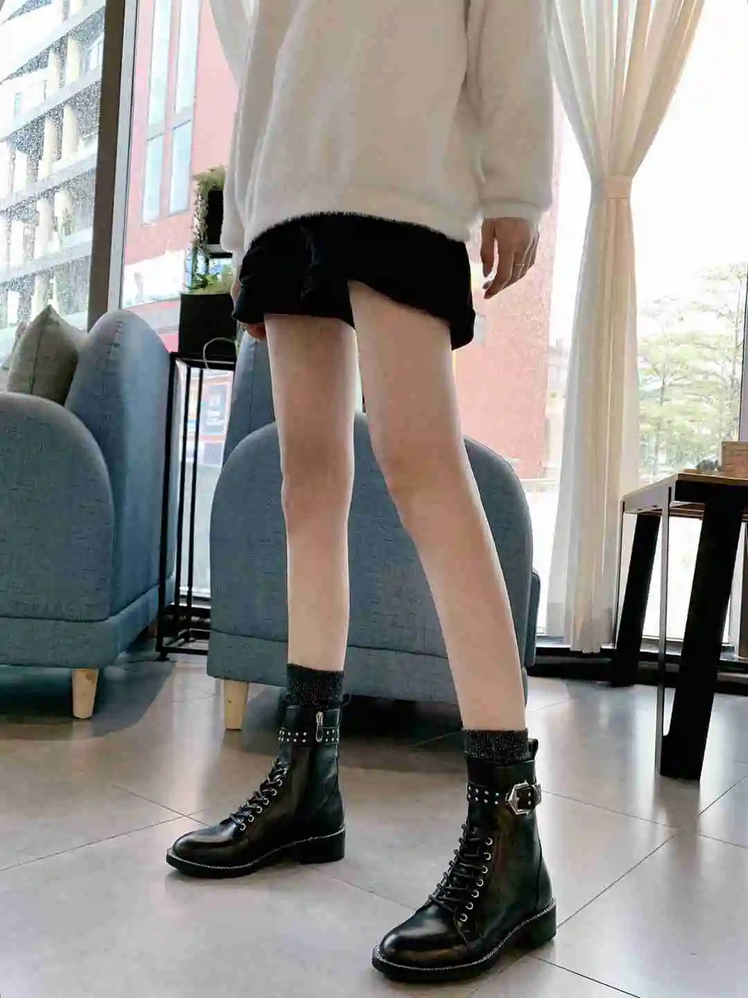 Женские ботинки на молнии; Botas chaussures femme; ботильоны с пряжкой; женская обувь на низком каблуке; женские ботинки с круглым носком; botas mujer Ins