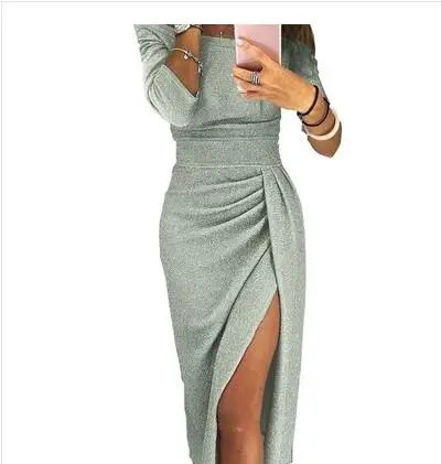 Kpop женское платье Femme Vestido с открытыми плечами Высокая Талия Bodycon пикантные однотонные платья для женщин; Большие размеры MK252 - Цвет: green
