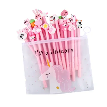 

Cartoon Neutral Pen Set 10 Pieces of Storage Bag 0.5mm Student Girl Signature Pen Plastic Office, Stationery Domestic Currency