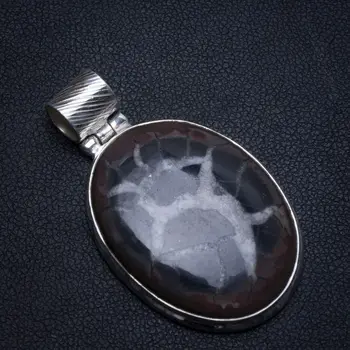 

Natural Septarian Geode Handmade Indian 925 Sterling Silver Pendant 1 3/4" T0022