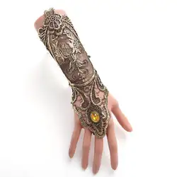 1 шт., женские длинные кружевные перчатки в стиле стимпанк без пальцев, кружевные ажурные браслеты-цепочки, устойчивость к скольжению