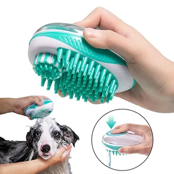 Spazzola da bagno per cani e gatti 2 in 1 Pettine per massaggio SPA per animali domestici Morbido silicone Doccia per animali domestici Toelettatura dei capelli Strumento per la pulizia del cane Cmob Forniture per animali domestici 1