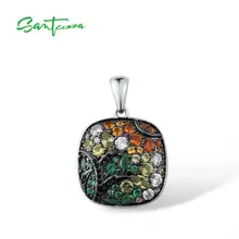 

SANTUZZA Silver Pendant For Women Genuine 925 Sterling Silver Sparkling Colorful Stones Classical Square Trendy Fine Jewelry