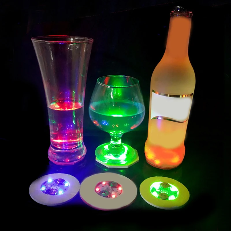 

LED Coaster Luminous Bottle Sticker Flashing Home Party Decoration Use Placemat for Dining Table Tea Party Decorations 60X3mm