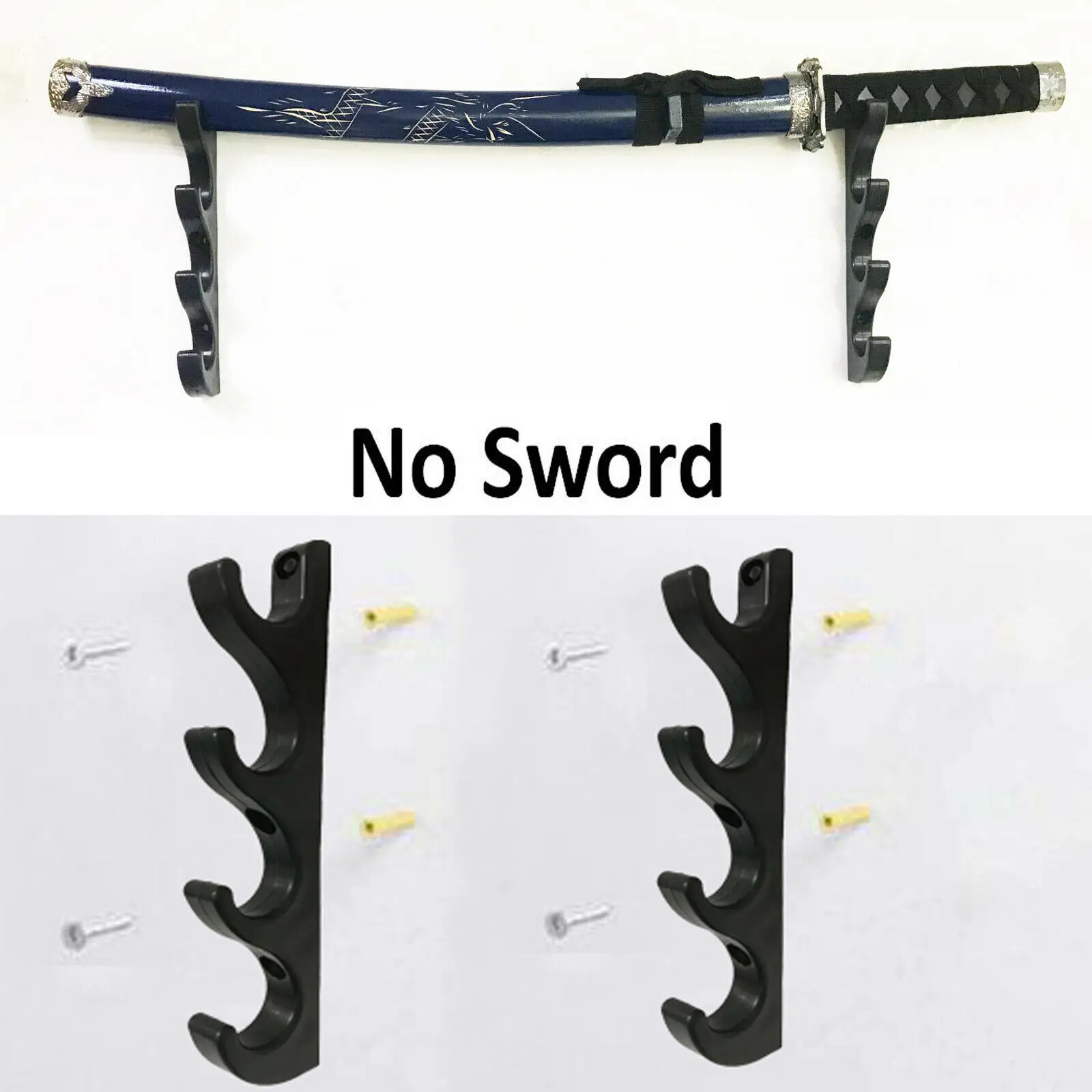 4-Tier Wall Mount Samurai Sword Katana Holder Stand Hanger Bracket Rack Display 2pcs/lot