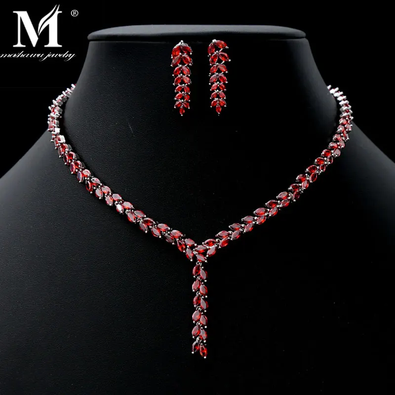 

New AAA CZ Quality Luxury Sparking Cubic Zircon Drop Earring Necklace Heavy Party Jewelry Set Wedding Bridal Dress Gift