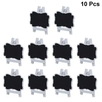 

10 Pcs Mini Chalkboards Rectangle Blackboard DIY home decoration small bracket Message Board Signs Message Board (Black + White)