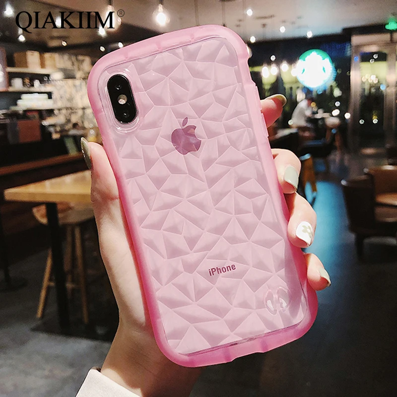 

Jelly Clear Grid Diamond Pattern Phone Cases For iPhone 11 Pro XS Max X XR 7 8 6 6S Plus Cover Crystal Soft TPU Shockproof Case