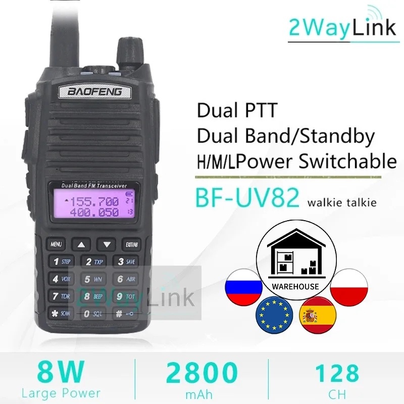 Портативная рация BaoFeng UV-82 Walkie-Talkie 8 Watt Гарнитура Walkie Talkie 10 KM Baofeng UV82 W Radio UV 9r Ham Hf