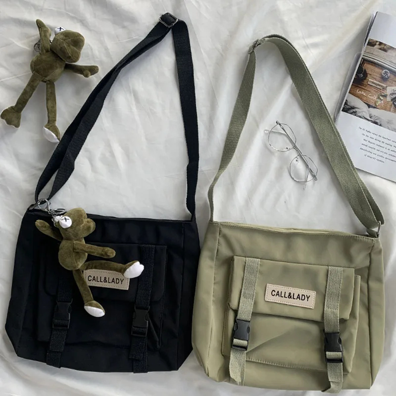 Japanese Simple Messenger Bag Korean Bag Student Nylon Waterproof Canvas Bag Crossbody Bags for Women Satchels