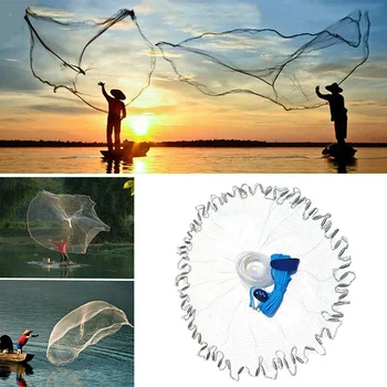 

Finefish catch fishing net USA cast nets water hand throw fly fishing network small mesh gill net with sinker and without sinker