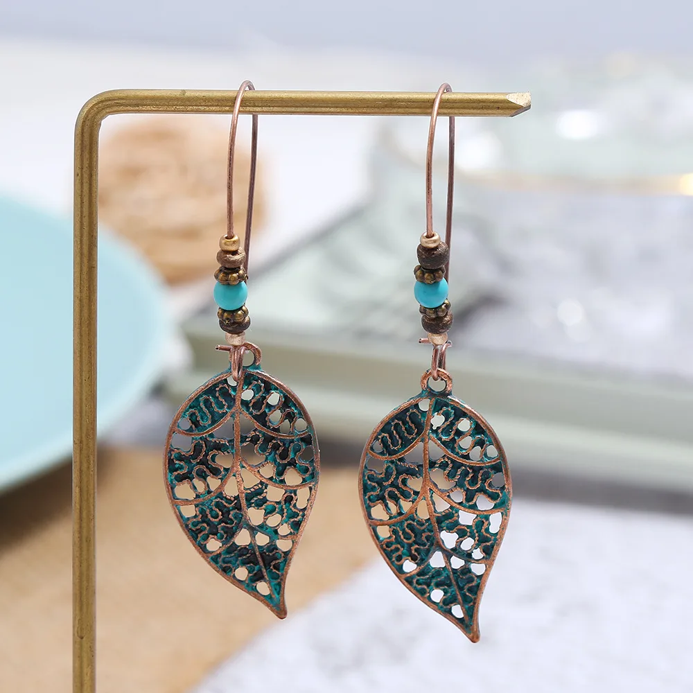 4 пар/компл.) Для женщин серьги Aretes лист серьги-кольца зеленого цвета в стиле «Бохо Для женщин уха ювелирных изделий в этническом стиле висячие серьги в богемном стиле