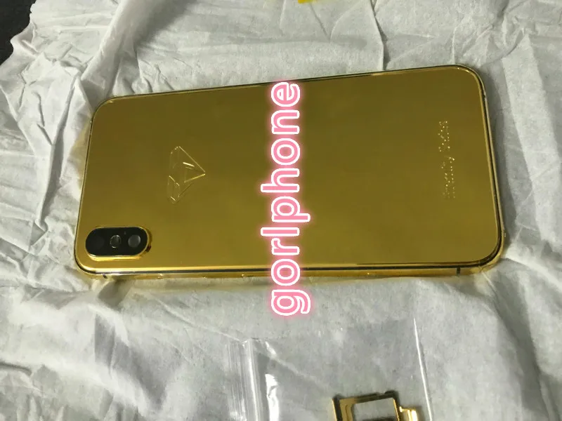Настоящий позолоченный корпус для iPhone XS, сменный Корпус для мобильного телефона, роскошная задняя крышка с логотипом на заказ