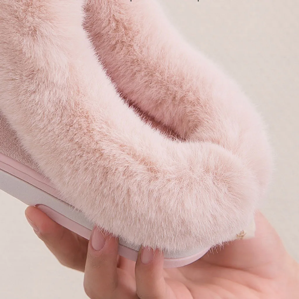 Women Large Size Casual Home Plus Velvet Warm Shoes Comfortable Cotton Slippers
