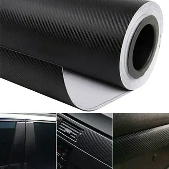 

26 Meters Car Sticker Film Replacement Waterproof Bumper Black 3D Carbon Fiber Style