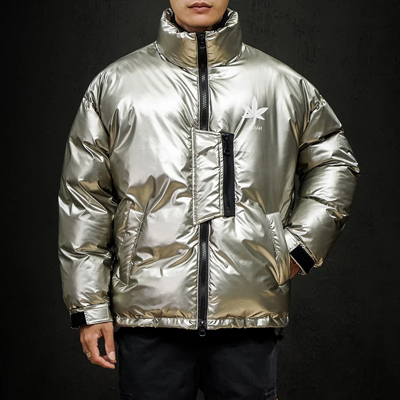 M-5XL, зимняя парка для мужчин, повседневные мужские зимние куртки и пальто, Manteau Homme Hiver, зимние хлопковые мужские парки с принтом - Цвет: Золотой
