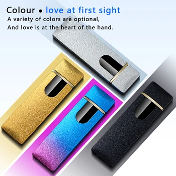 

Cool USB Rechargeable Electric Lighter Touchscreen Tungsten Windproof Flameless Ultra-thin Cigarette Slim Coil Lighter