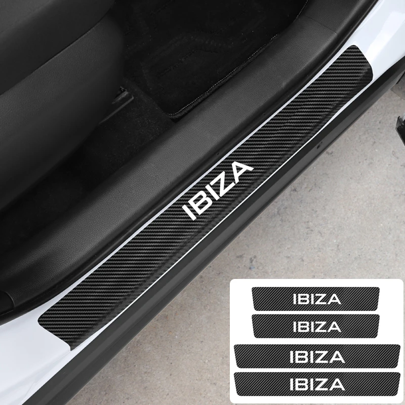 4 шт. защитные наклейки на пороги автомобиля из углеродного волокна для Seat Leon Ibiza