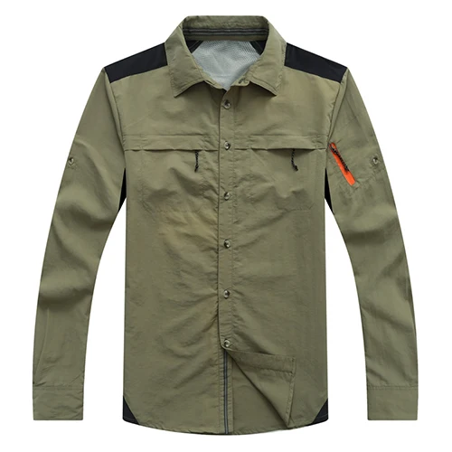 Army Green TACVASEN, летние мужские быстросохнущие рубашки, тонкие, защита от солнца, военные, тактические рубашки, повседневные, Карго, рукав-трансформер, Рабочие Рубашки с рыбками - Цвет: Army Green