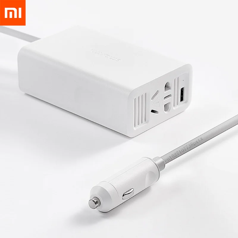 Xiaomi Mijia SMARTMI 100 Вт Портативный Инвертер автомобильного зарядного устройства преобразователь постоянного тока 12 В в переменный ток 220 В с 5 В/а usb портами для автомобиля с разъемом - Цвет: Белый