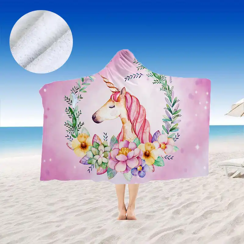 unicorn hooded beach towel