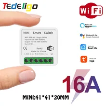 Smart Life/Tuya MINI 16A Smart WIFI DIY Switch for LED Light Supports 2 Way,APP Remote Control Work With Alexa Echo Google Home