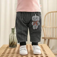 Плотные штаны с начесом для маленьких девочек осень-зима г., Новые Стильные Теплые повседневные штаны для девочек зимняя верхняя одежда для детей, брюки