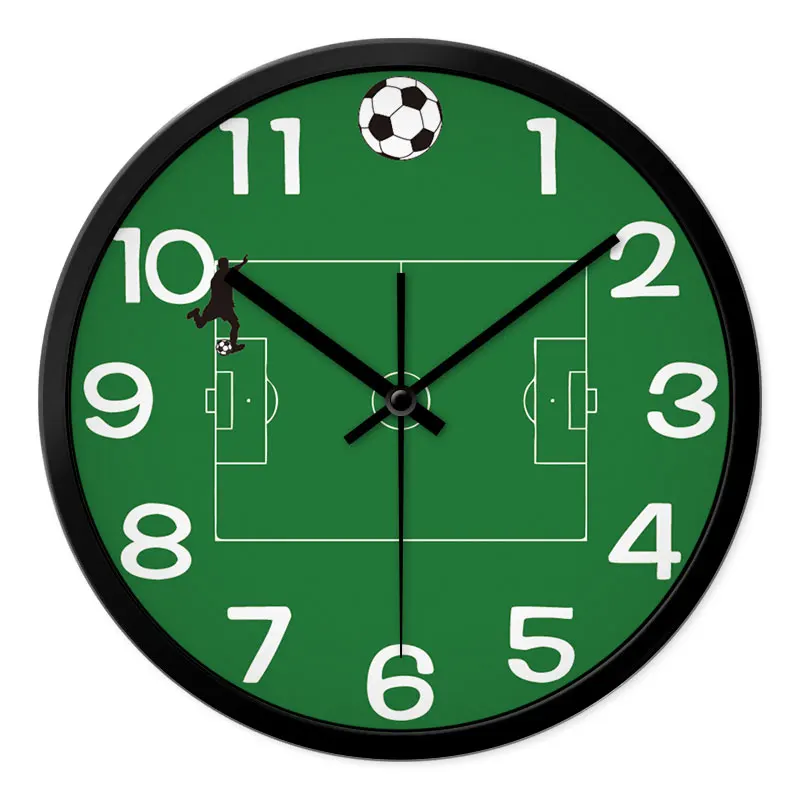 Зеленый Футбол стадион личные часы гостиная творческий современный тихий кварцевый часы Современный дизайнерский таймер домашний декор