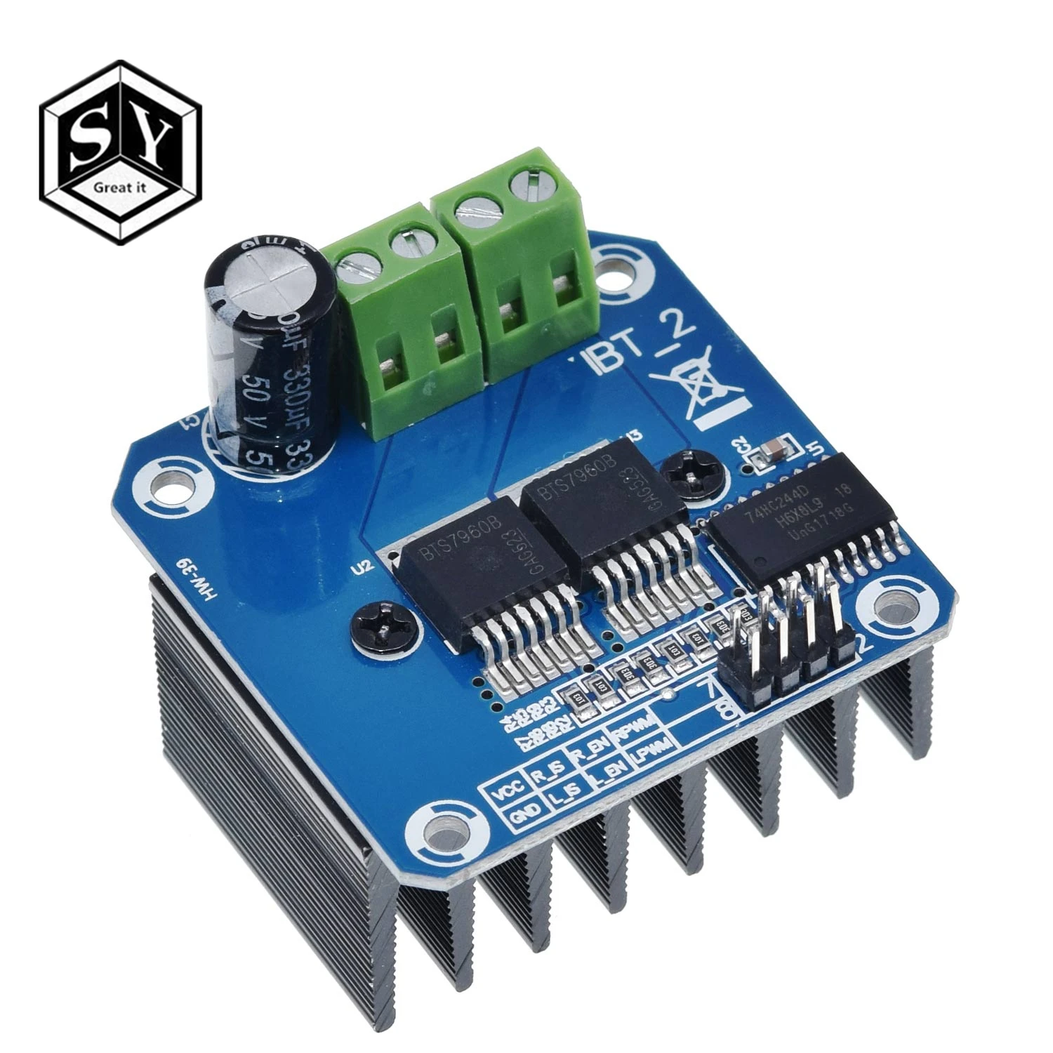 

GREAT IT 1pcs Double BTS7960 43A H-bridge High-power Motor Driver module/ diy smart car Current diagnostic for Arduino