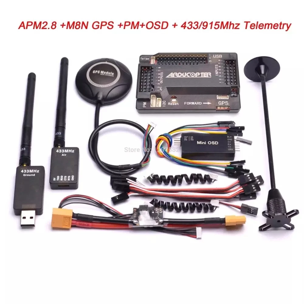 APM2.8 APM 2 8 Контроллер полета M8N 8N GPS Компас + силовой модуль мини OSD 915 МГц/433 МГц 100