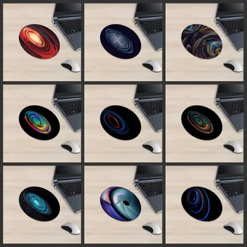 

XGZ Bright Round Mouse Pad Color Spots Dotted Round Lines Perfect Round Circle 3D Effect Visual Impact Desk Mat Rubber