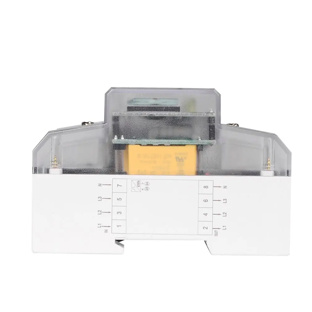 SINOTIMER Din Rail 380V 3 Phase 4P 4 Wire Electronic Watt Power Energy Meter LCD Backlight Display with Transparent Cover